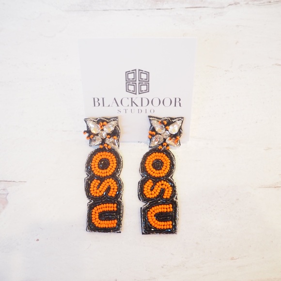 Beaded Oklahoma State University Collegiate Game Day Earrings - Picture 1 of 1